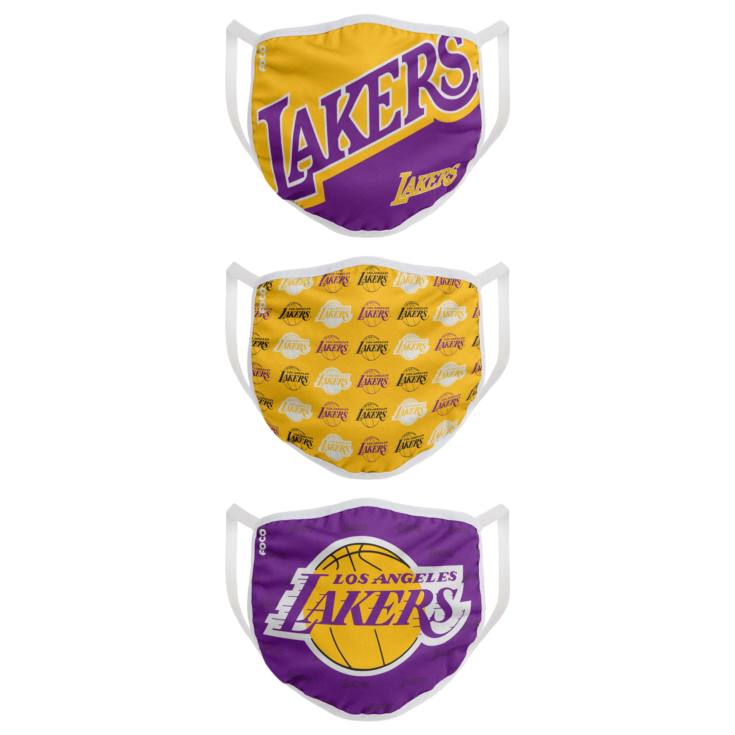 LA Lakers FOCO NBA Face Mask Covers Adult 3 Pack - Image 2