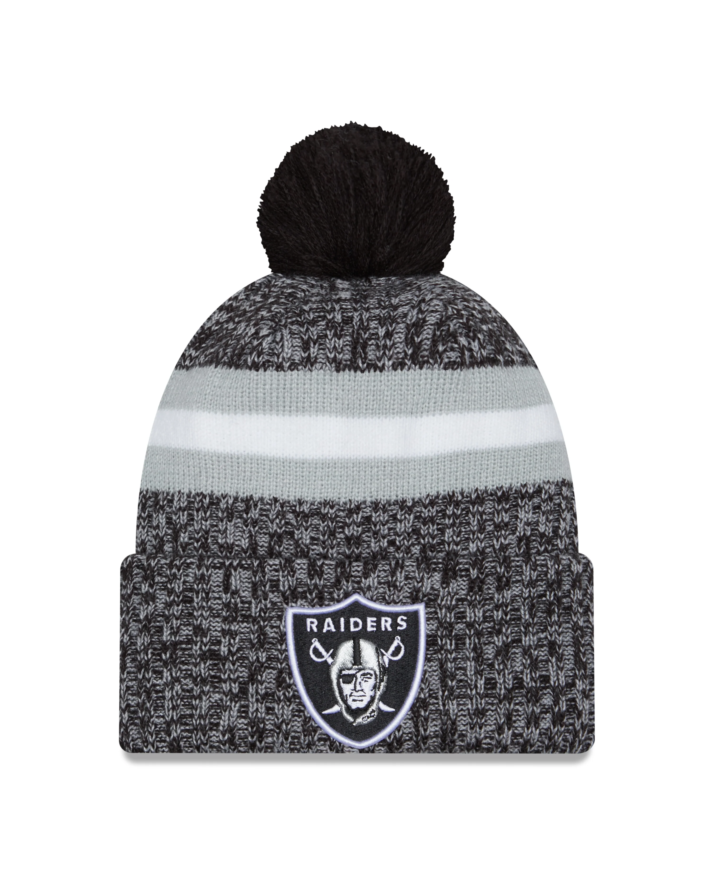 Las Vegas Raiders New Era 2023 Sideline - Sport Cuffed Pom Knit Hat - Black