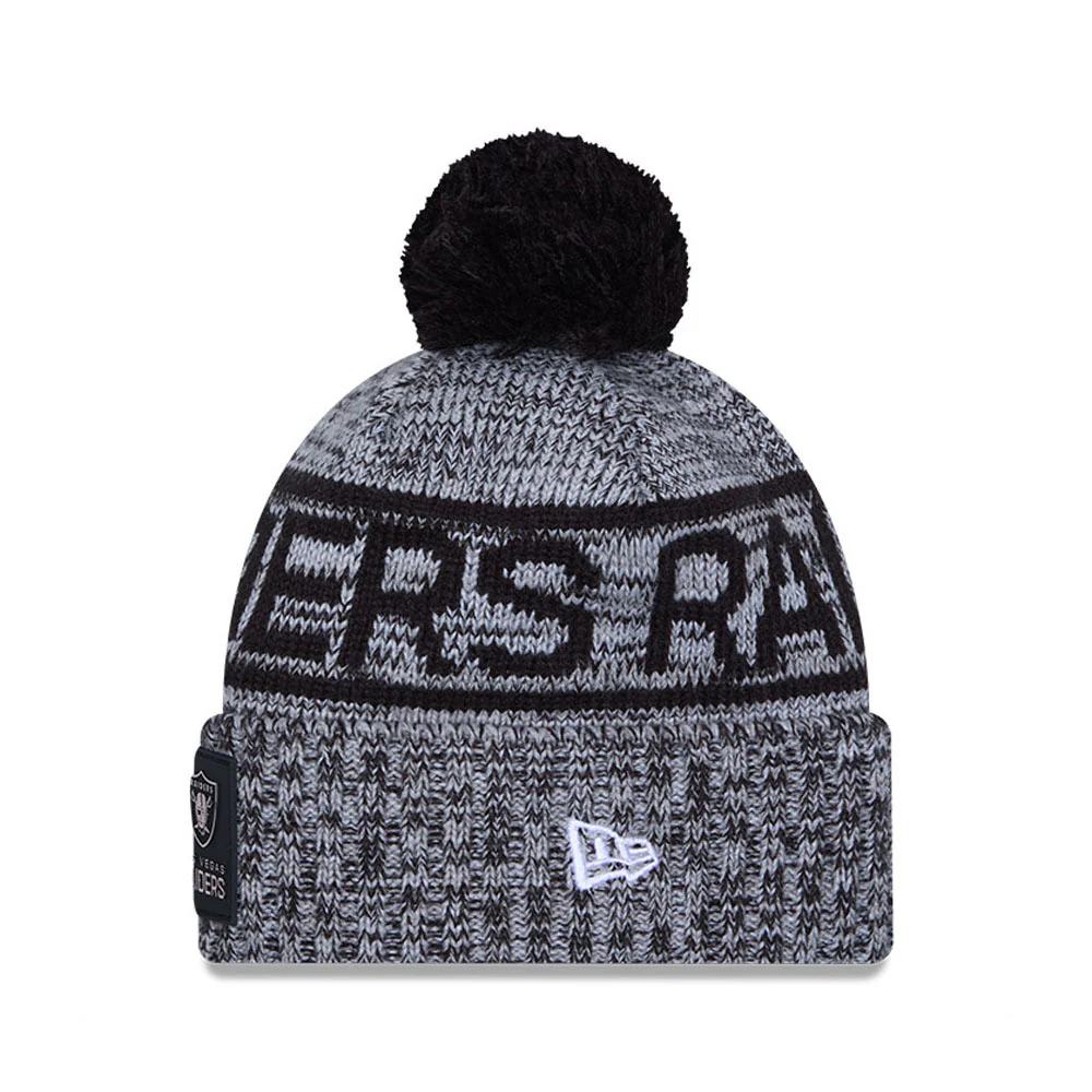 Las Vegas Raiders New Era 2025 Sideline Cold Weather Cuffed Knit Hat with Pom - Image 2