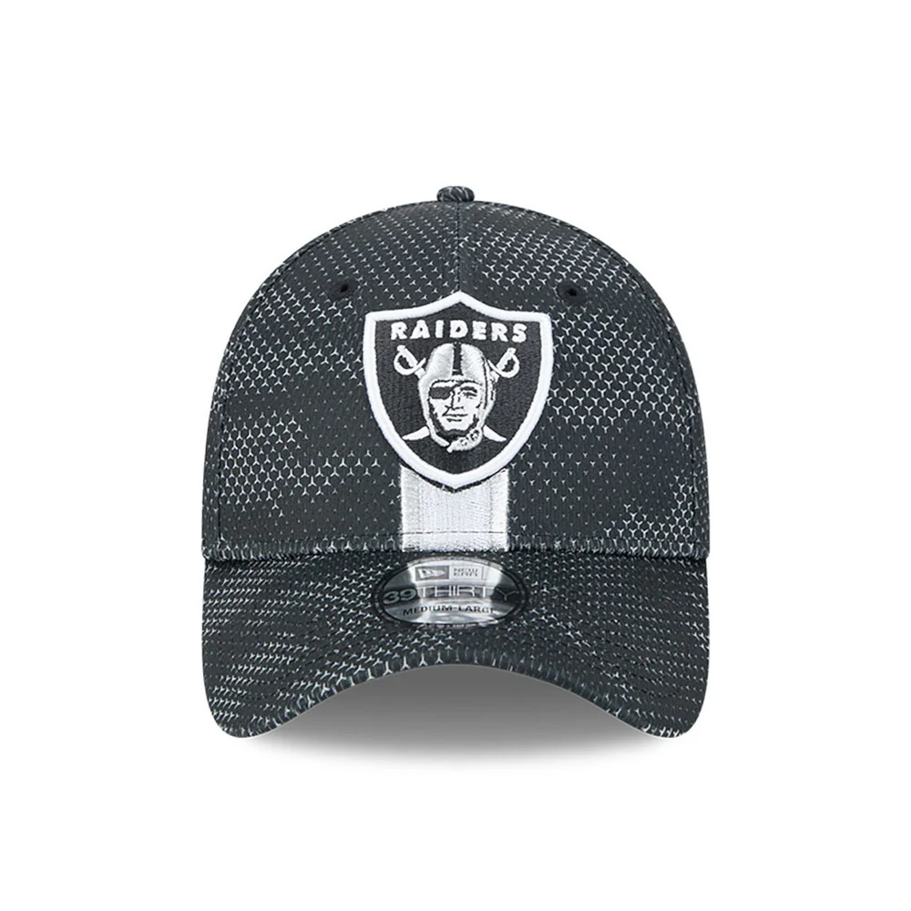 Las Vegas Raiders NFL 2024 Sideline New Era 39 Thirty Flex Hat - Black / Grey - Image 3