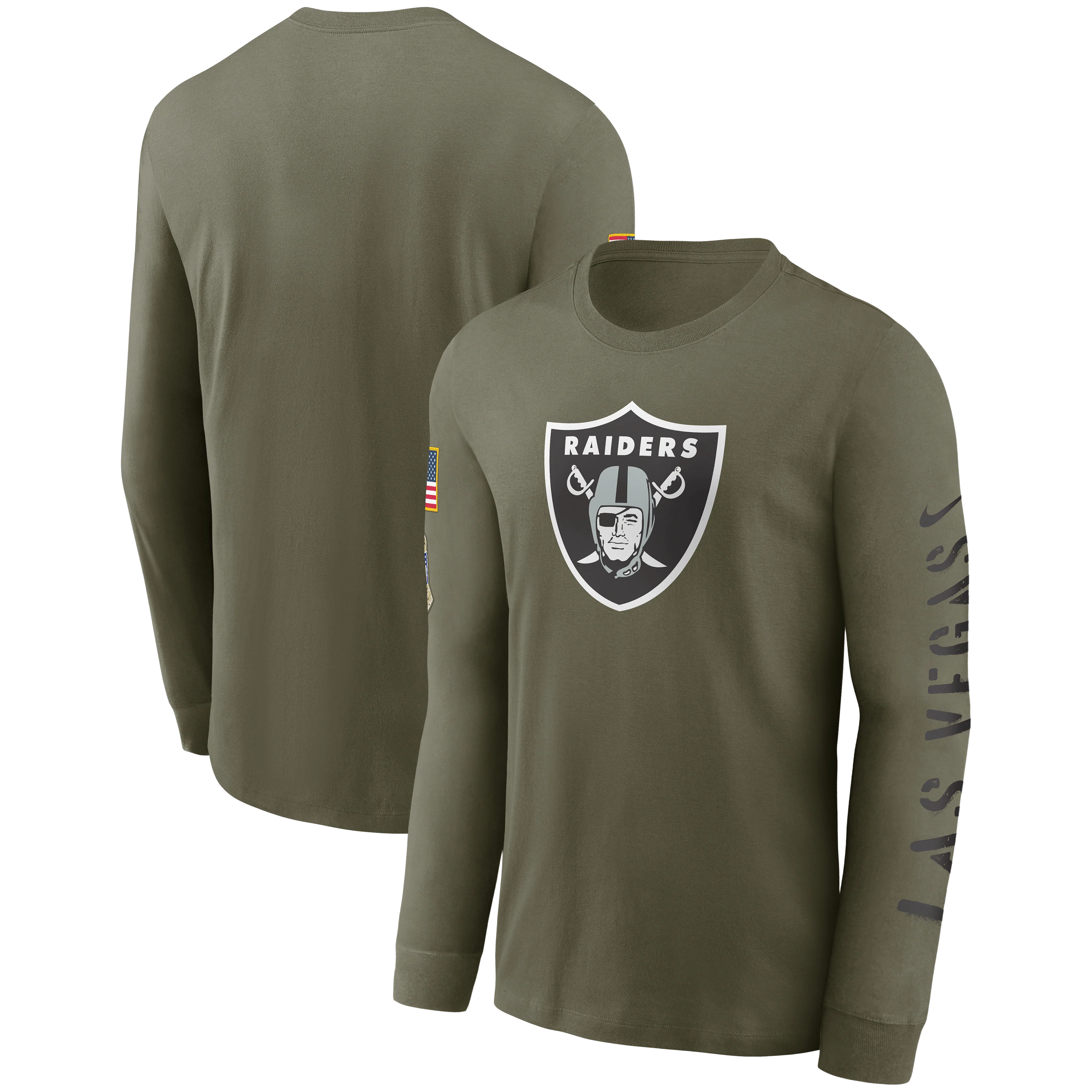 Las Vegas Raiders Nike 2022 Salute To Service - Team Logo Long Sleeve T-Shirt - Olive