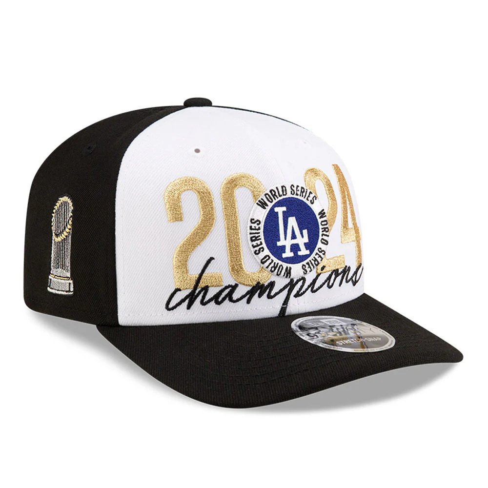 Los Angeles Dodgers New Era White/Black 2024 World Series Champions Locker Room 9SEVENTY Stretch-Snap Hat - Image 3
