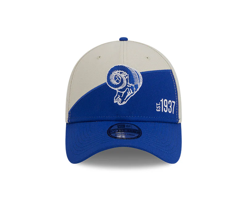 Los Angeles Rams New Era 2023 Historic Sideline 39THIRTY Flex Hat - Cream/Royal - Image 2