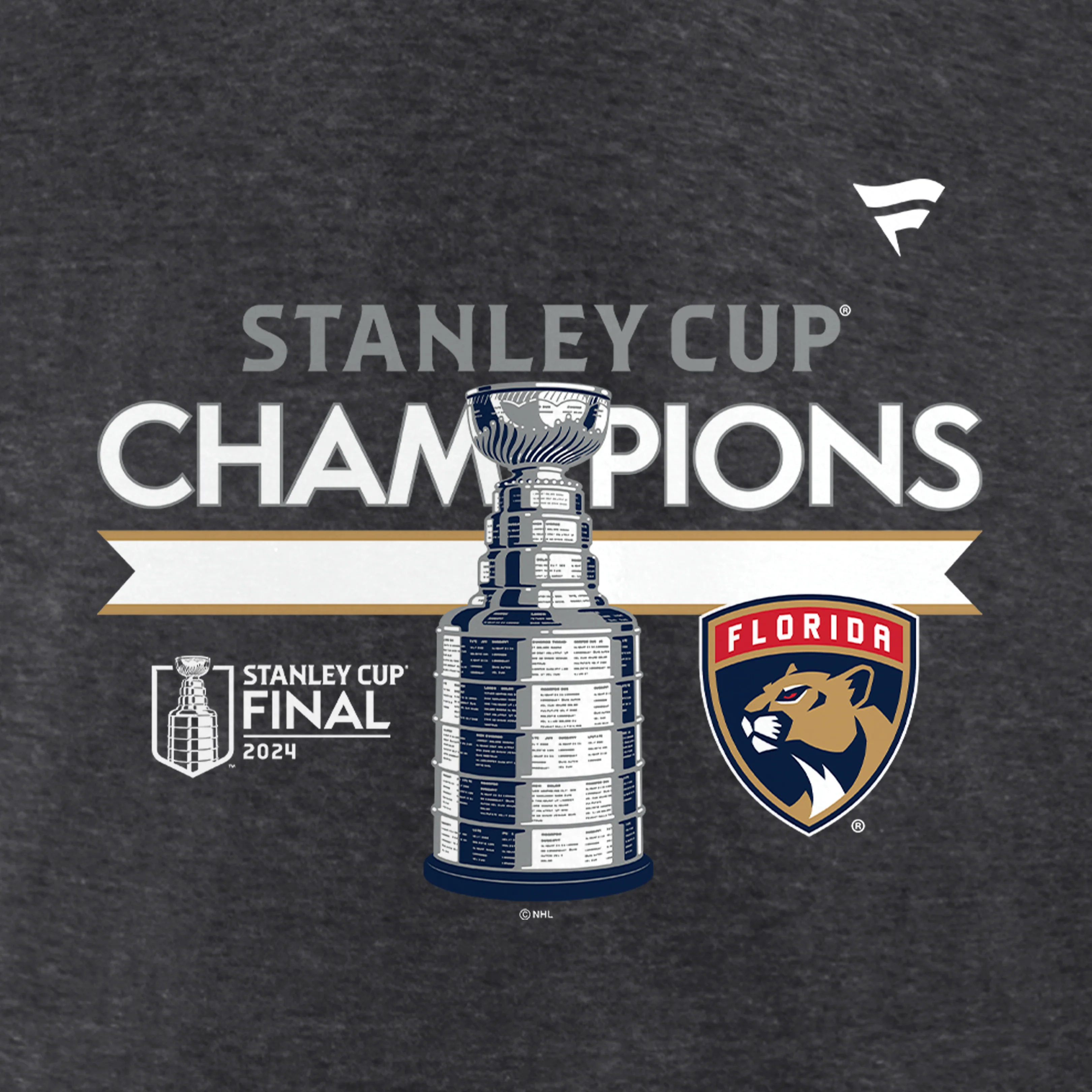 Men's Florida Panthers Fanatics Heather Charcoal 2024 Stanley Cup Champions Locker Room T-Shirt - Image 2