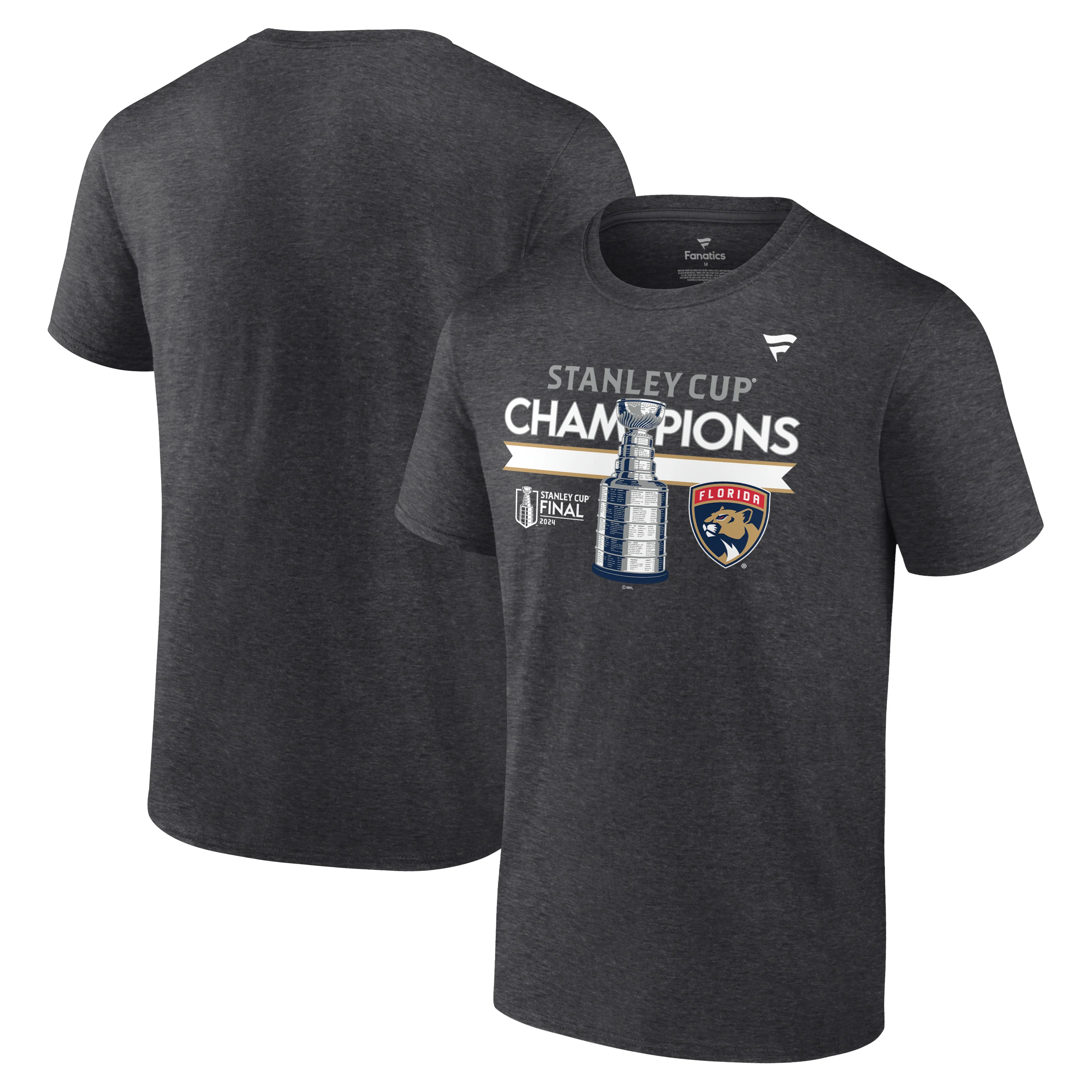 Men's Florida Panthers Fanatics Heather Charcoal 2024 Stanley Cup Champions Locker Room T-Shirt - Image 4