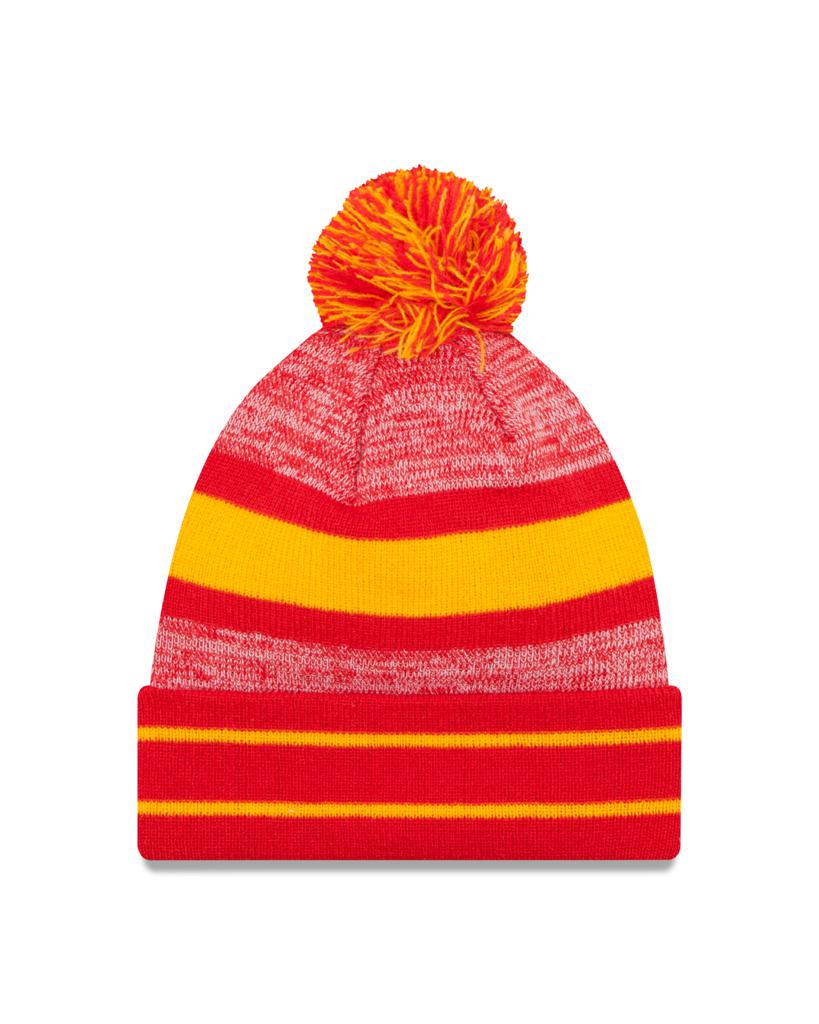 Kansas City Chiefs Primary Logo New Era Red/Yellow Cuffed Knit Pom - Image 2