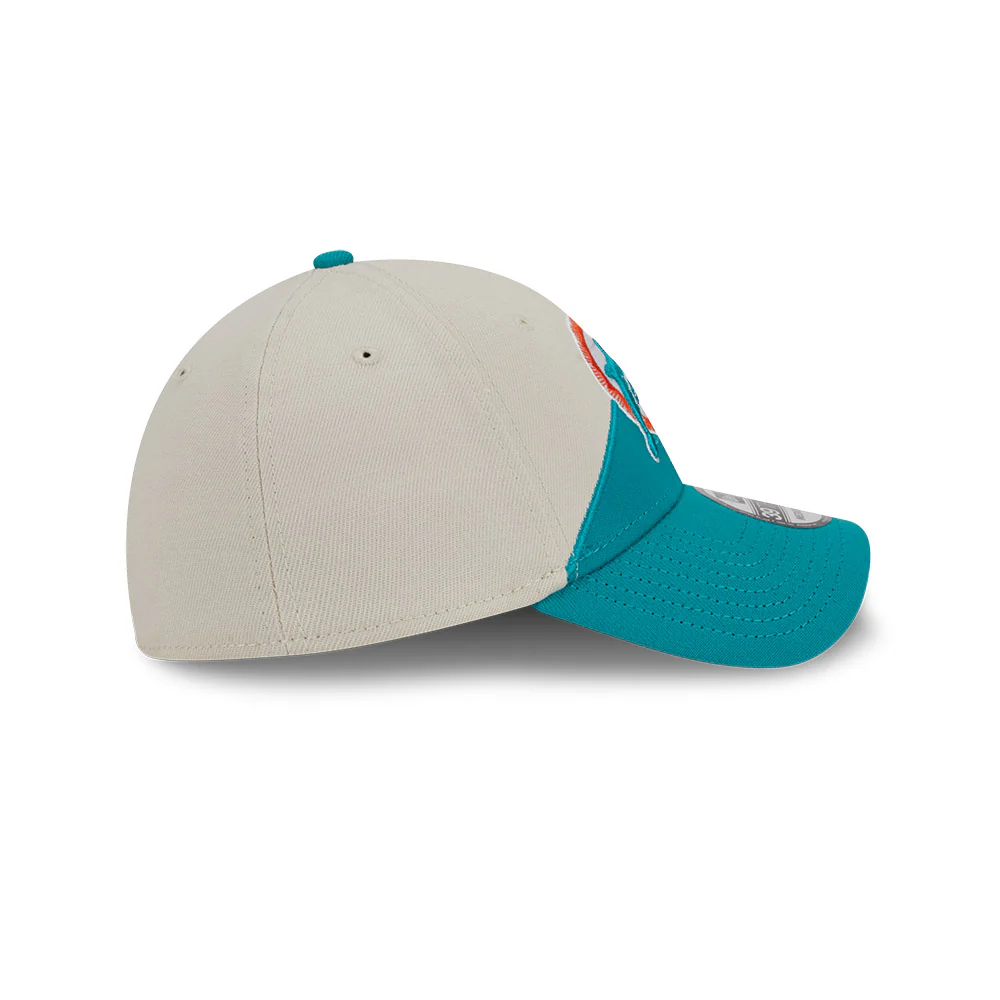Miami Dolphins New Era 2023 Historic Sideline 39THIRTY Flex Hat - Cream/Teal - Image 5