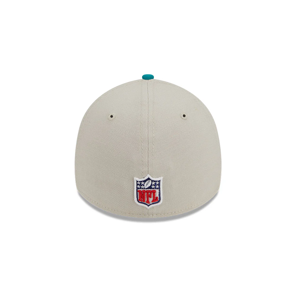 Miami Dolphins New Era 2023 Historic Sideline 39THIRTY Flex Hat - Cream/Teal - Image 6
