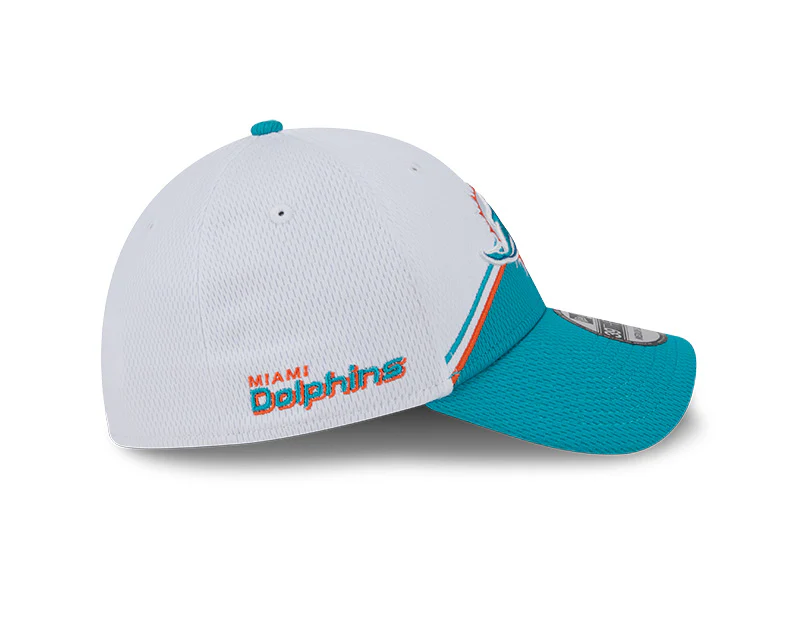 Miami Dolphins New Era 2023 Sideline 39THIRTY Flex Hat - White/Teal - Image 5