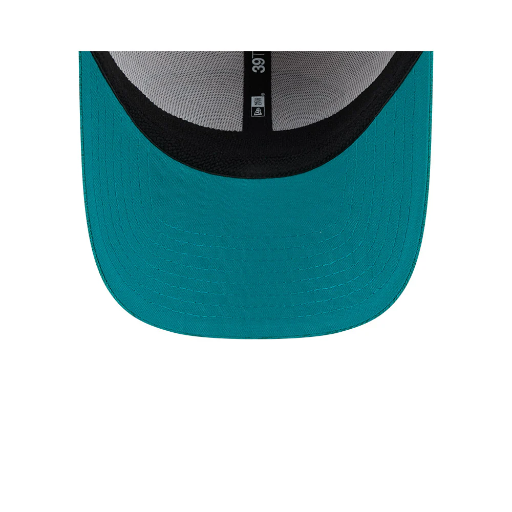 Miami Dolphins New Era 2024 Sideline Historic 39THIRTY Flex Hat - Stone / Turquoise - Image 7
