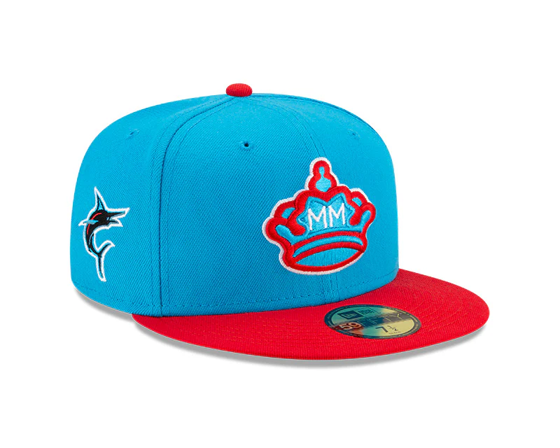 Miami Marlins New Era Blue/Red 2021 City Connect Authentic Collection On-Field 59FIFTY Fitted Hat - Image 3