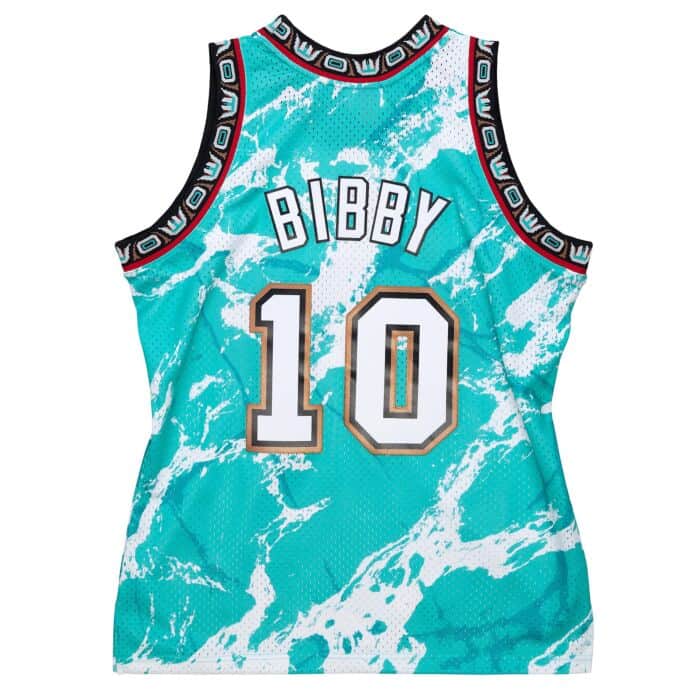 Mike Bibby #10 Vancouver Grizzlies Mitchell & Ness Team Marble 1998-99 Hardwood Classic Teal Swingman Jersey - Image 2