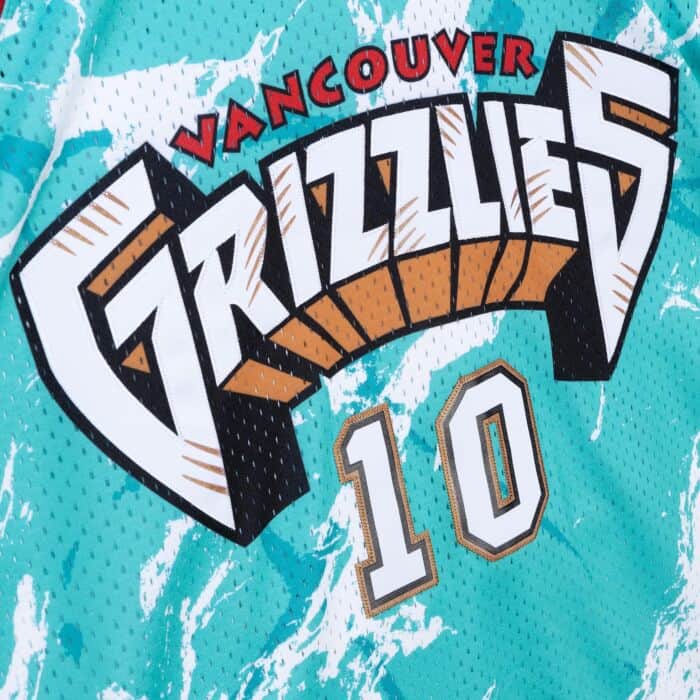 Mike Bibby #10 Vancouver Grizzlies Mitchell & Ness Team Marble 1998-99 Hardwood Classic Teal Swingman Jersey - Image 3