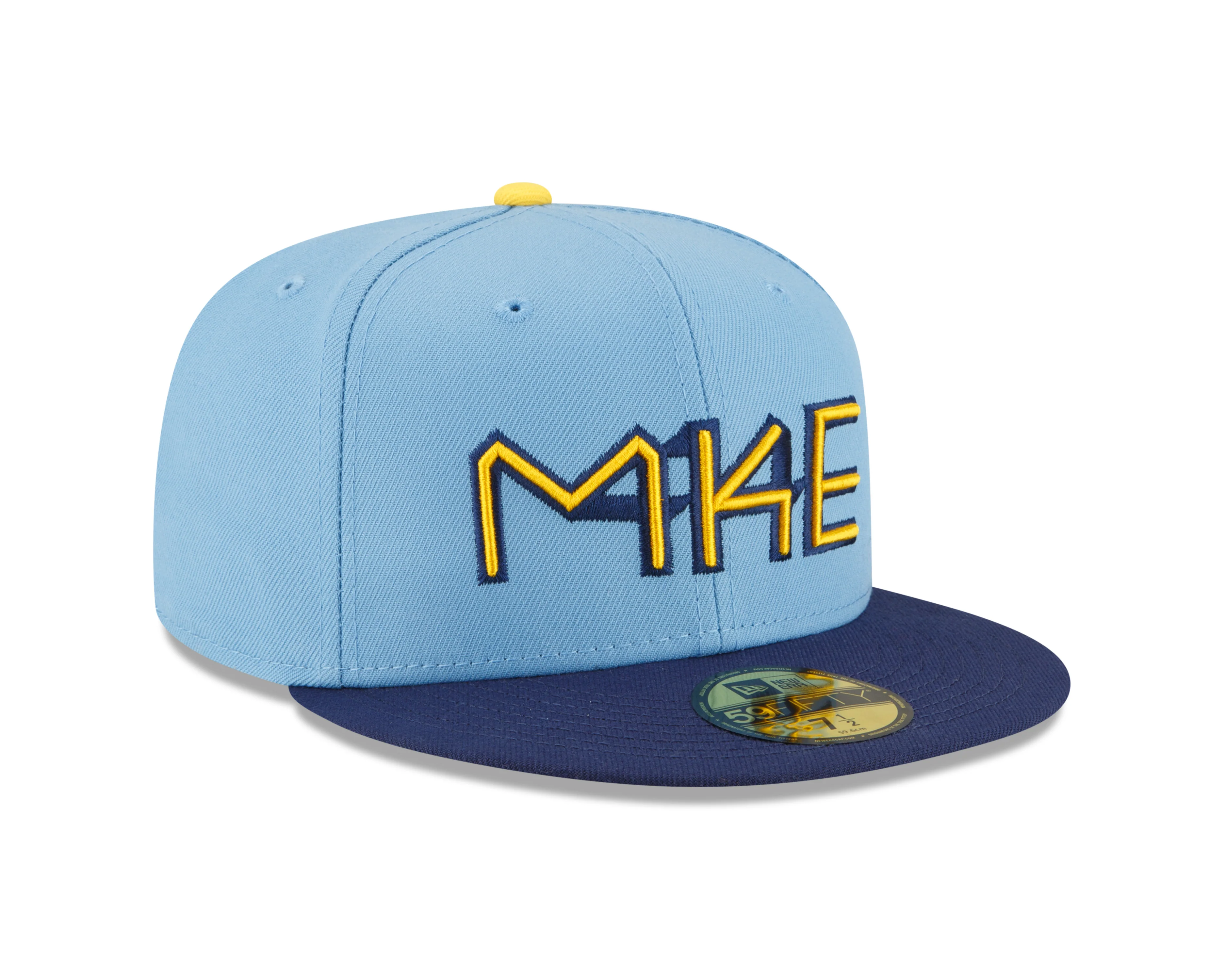 Milwaukee Brewers New Era Powder Blue 2022 City Connect Authentic Collection On-Field 59FIFTY Fitted Hat - Image 3