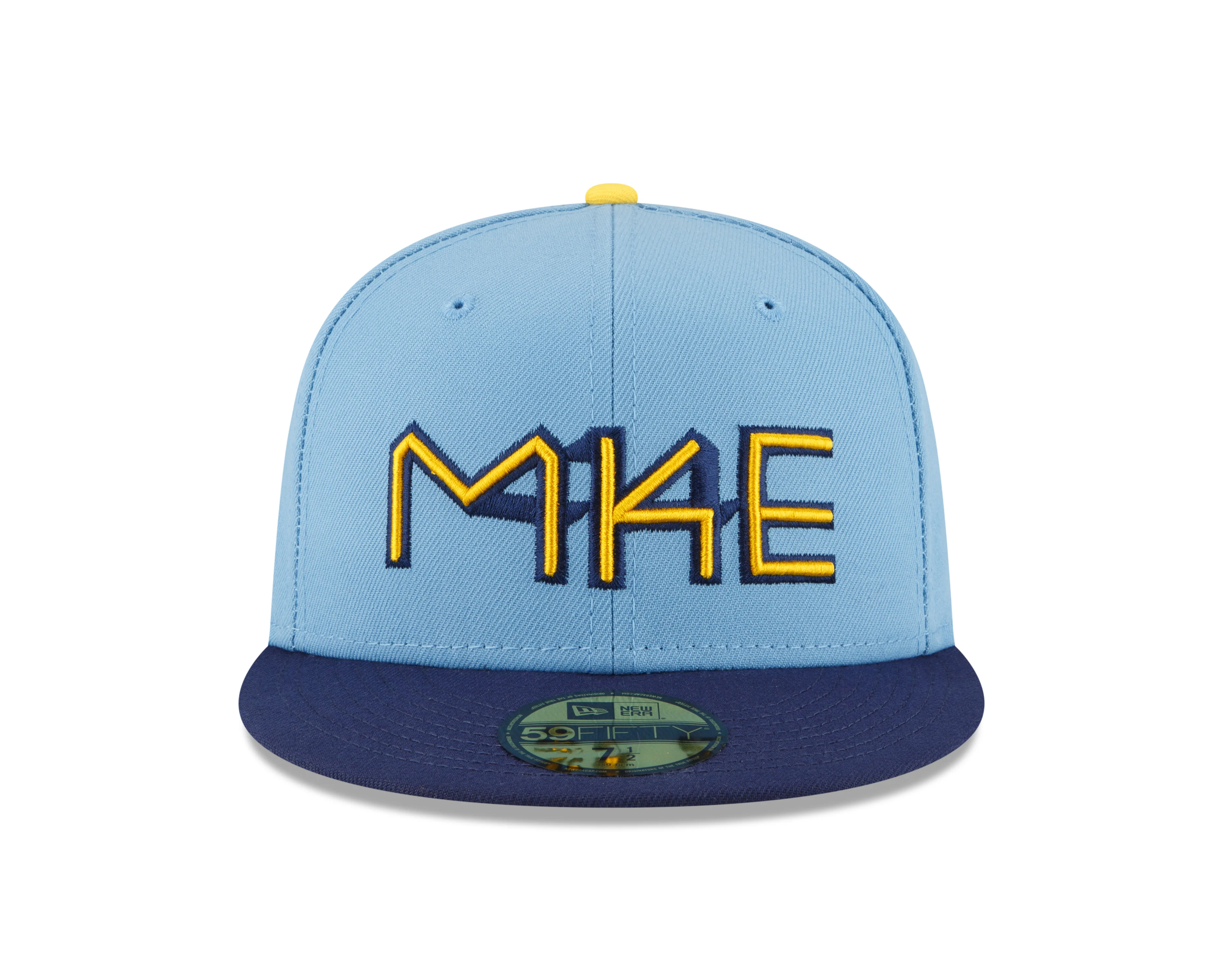 Milwaukee Brewers New Era Powder Blue 2022 City Connect Authentic Collection On-Field 59FIFTY Fitted Hat - Image 4