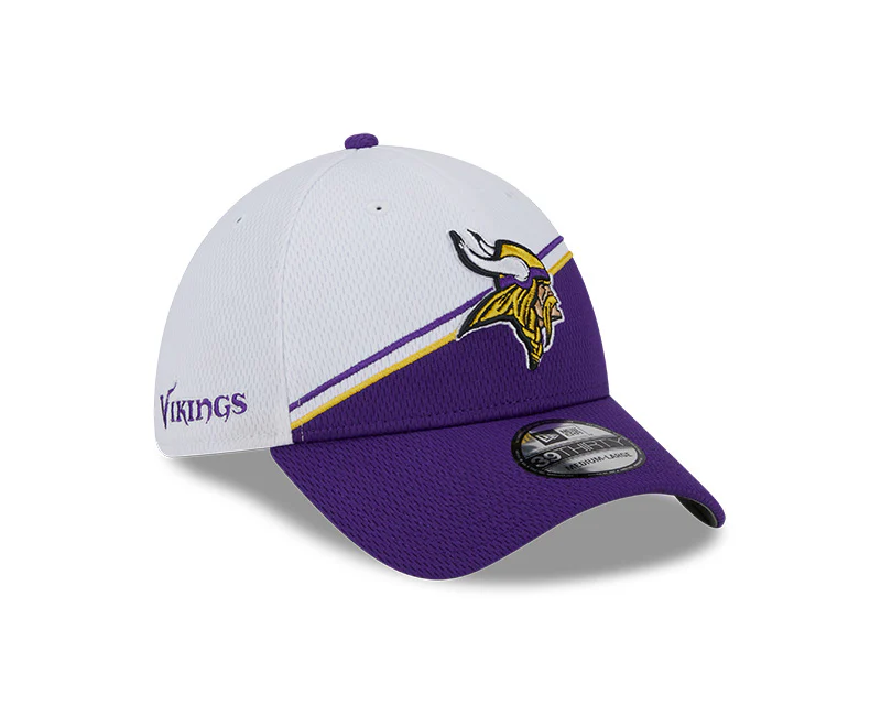 Minnesota Vikings New Era 2023 Sideline 39THIRTY Flex Hat - White/Purple - Image 3