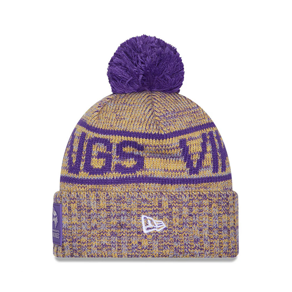 Minnesota Vikings New Era 2025 Sideline Cold Weather Cuffed Knit Hat with Pom - Image 2