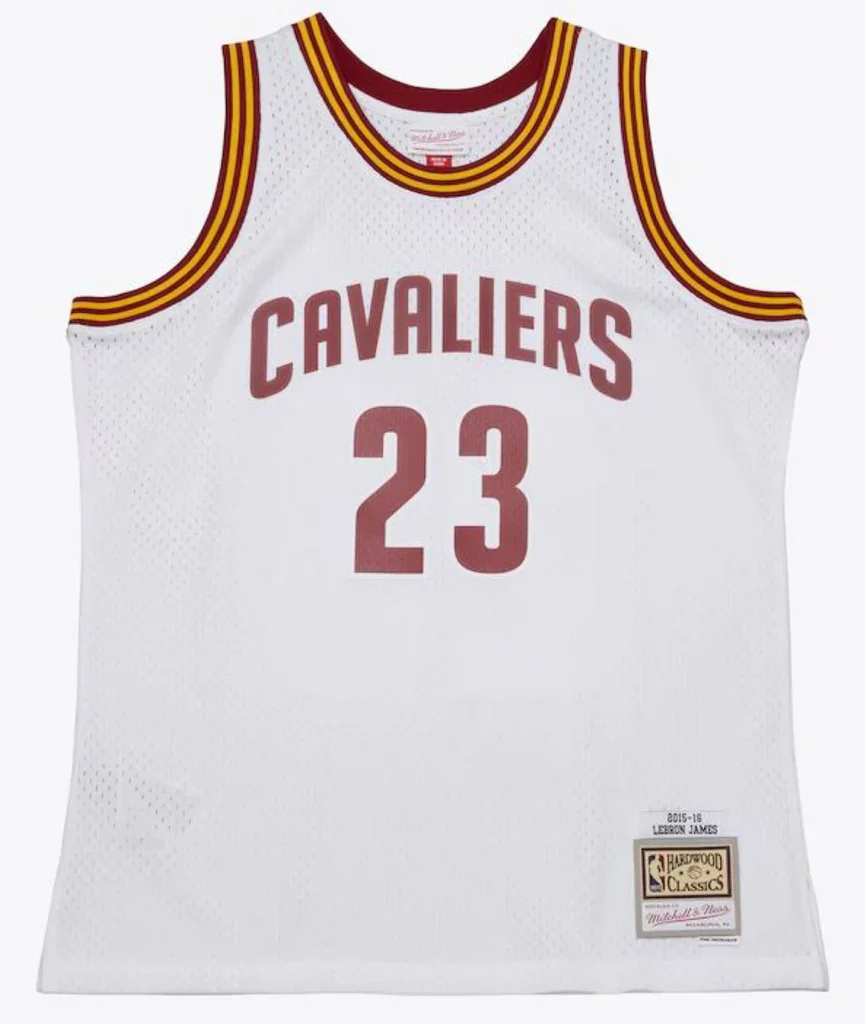 LeBron James #23 Cleveland Cavaliers Mitchell & Ness 2015-16 Hardwood Classics Swingman Throwback Home Jersey - White - Image 2