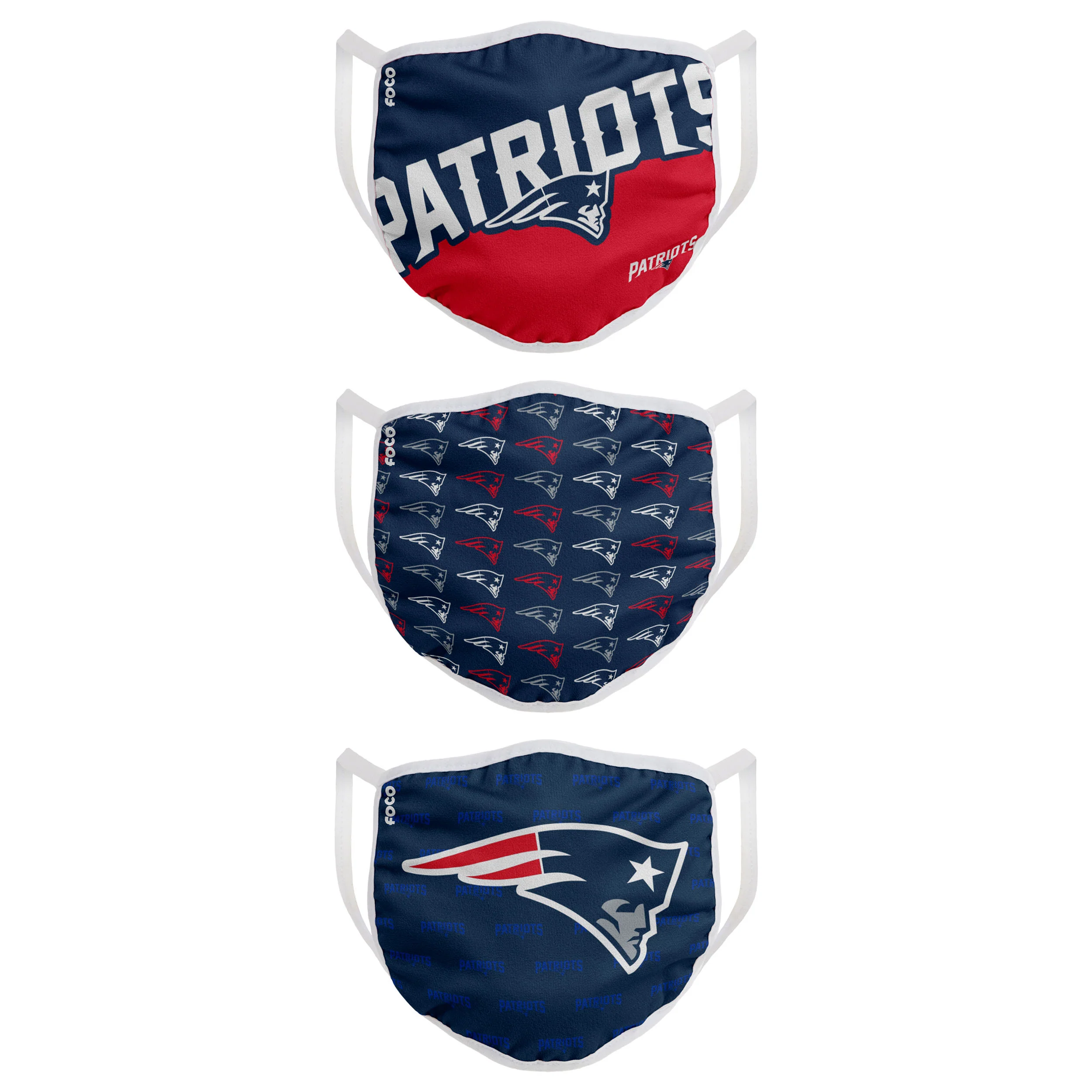 New England Patriots FOCO NFL Face Mask Covers Adult 3 Pack - Image 2