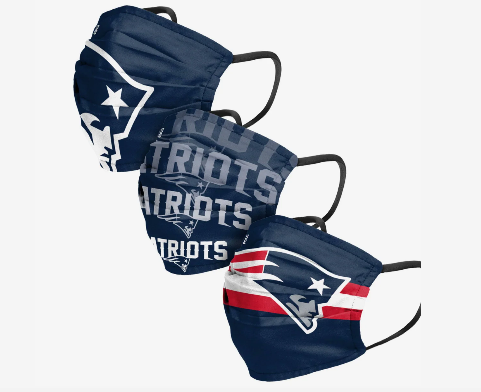 New England Patriots Match Day FOCO NFL Face Mask Covers Adult 3 Pack