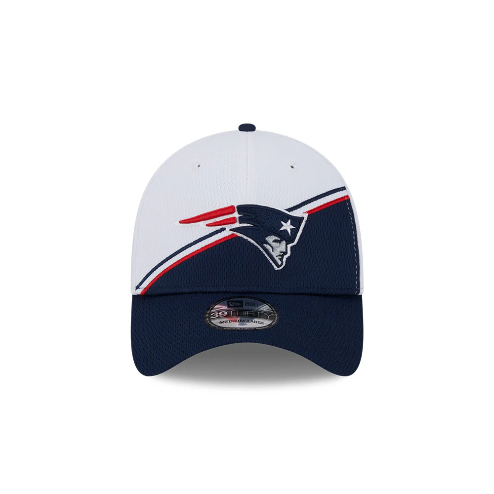 New England Patriots New Era 2023 Sideline 39THIRTY Flex Hat - White/Navy - Image 2