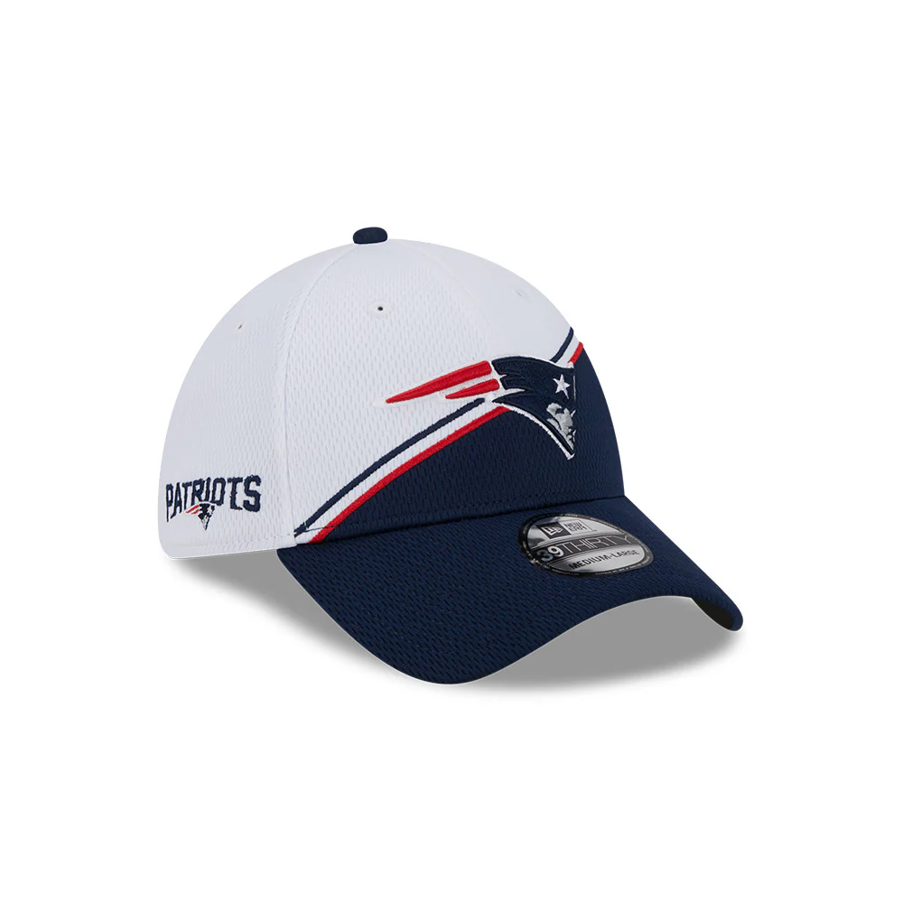 New England Patriots New Era 2023 Sideline 39THIRTY Flex Hat - White/Navy - Image 3