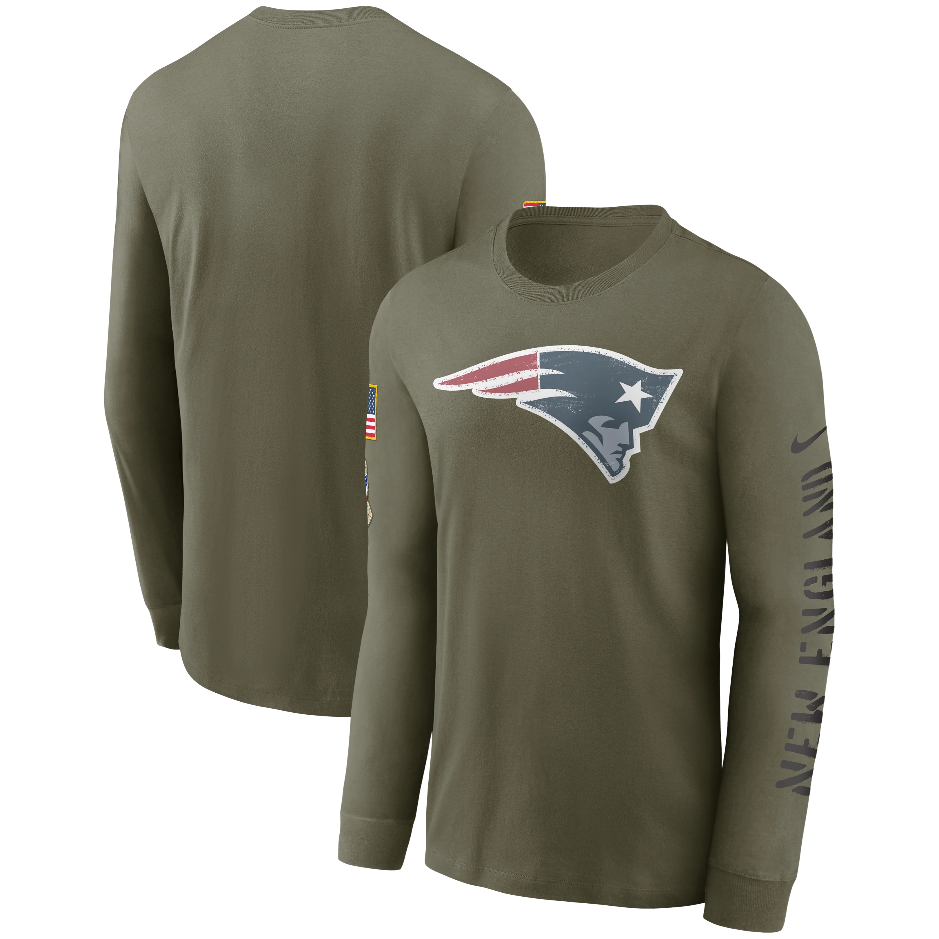 New England Patriots Nike 2022 Salute To Service - Team Logo Long Sleeve T-Shirt - Olive
