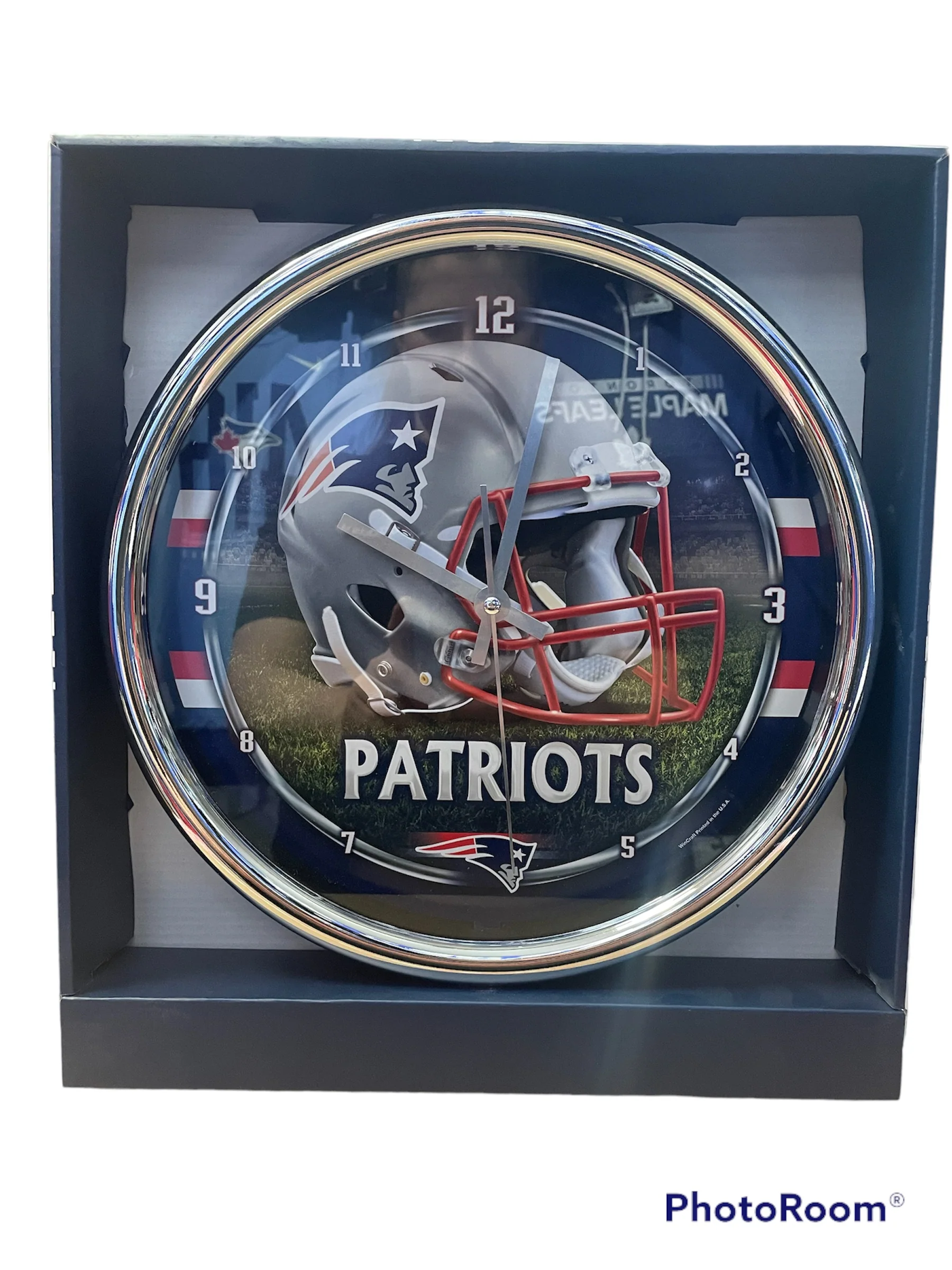 New England Patriots WinCraft NFL Chrome Clock - Image 2