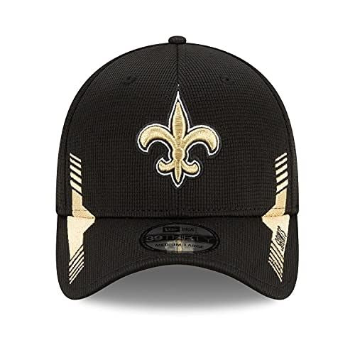 New Orleans Saints 2021 New Era NFL Sideline Home Black 39THIRTY Flex Hat - Image 2