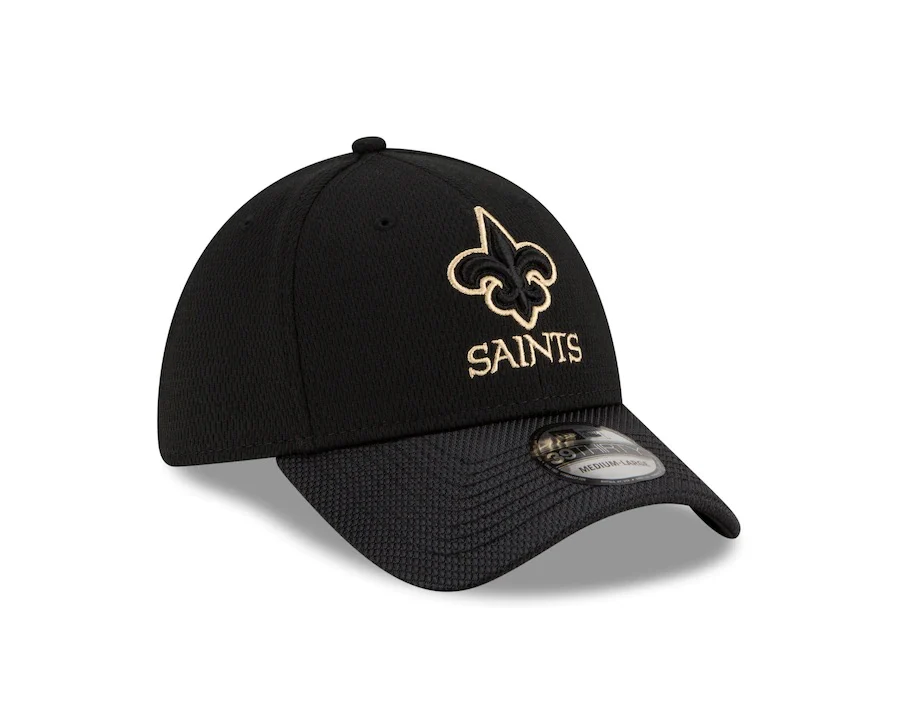 New Orleans Saints 2021 New Era NFL Sideline Road Black 39THIRTY Flex Hat - Image 4