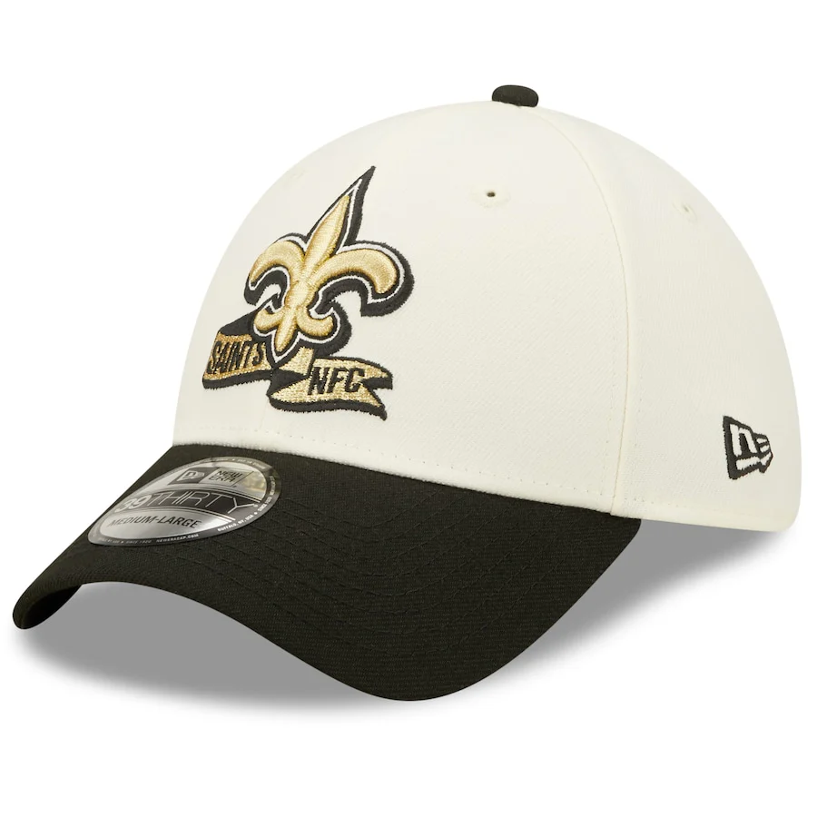 New Orleans Saints 2022 Sideline New Era Cream/Black - 39THIRTY 2-Tone Flex Hat - Image 2