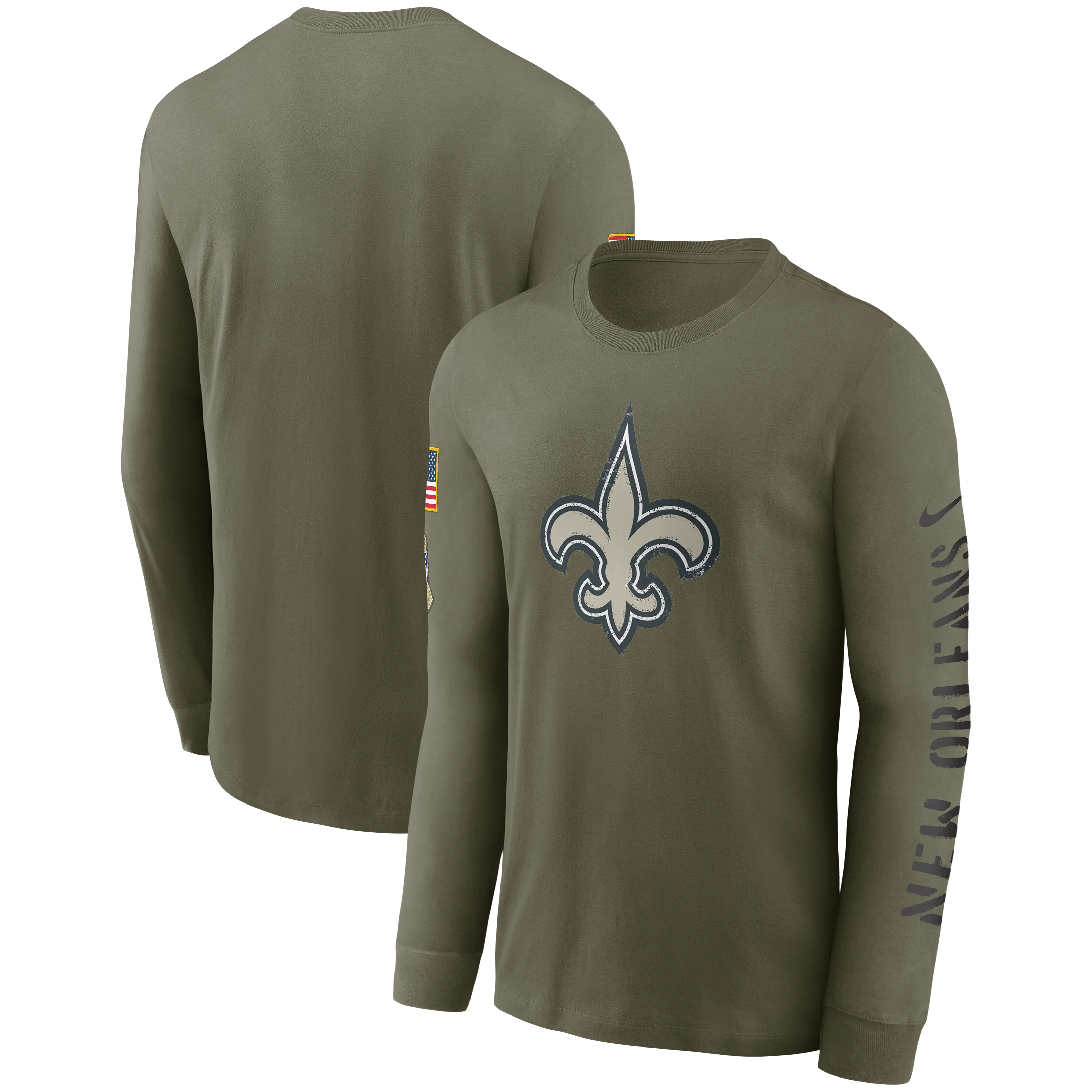 New Orleans Saints Nike 2022 Salute To Service - Team Logo Long Sleeve T-Shirt - Olive