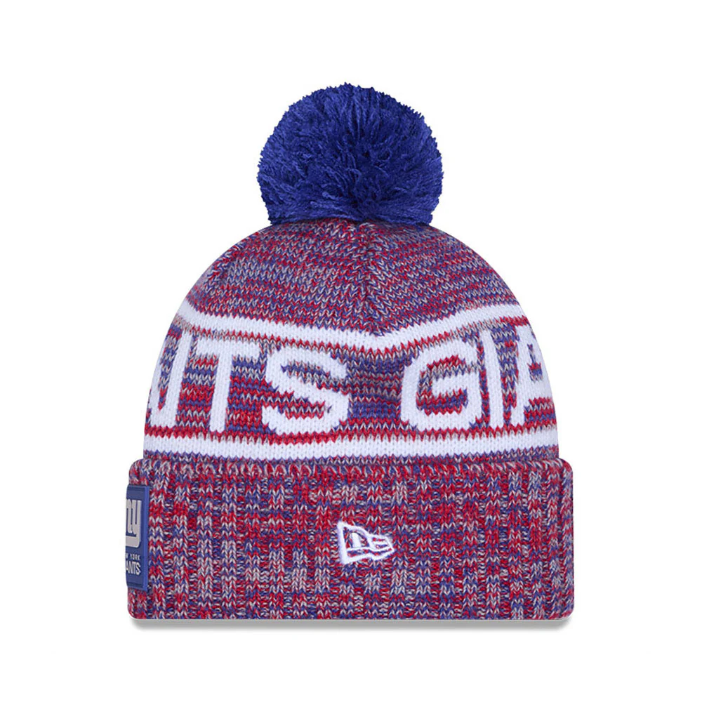 New York Giants New Era 2025 Sideline Cold Weather Cuffed Knit Hat with Pom - Image 2