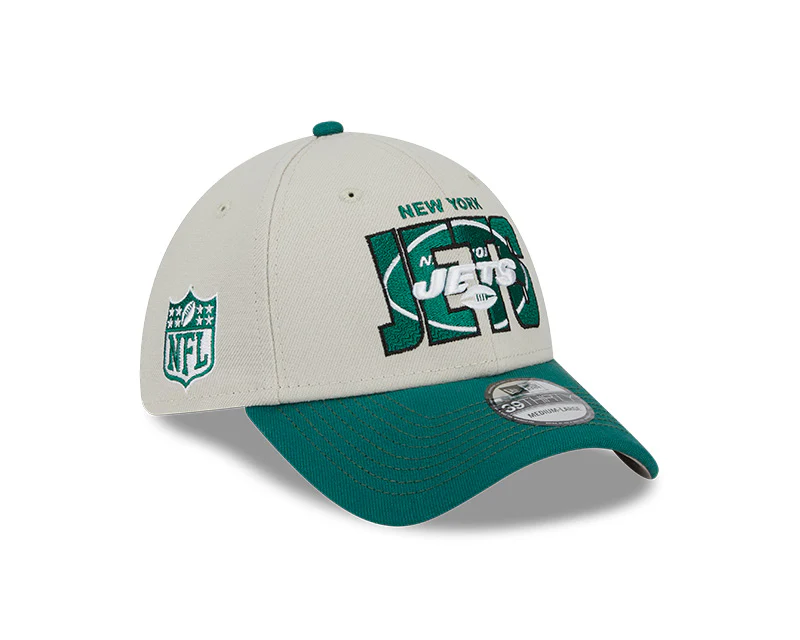 New York Jets New Era 2023 NFL Draft 39THIRTY Flex Hat - Cream - Image 3