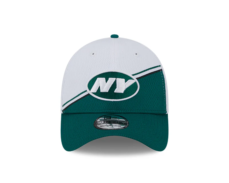 New York Jets New Era 2023 Sideline 39THIRTY Flex Hat - White/Green - Image 2