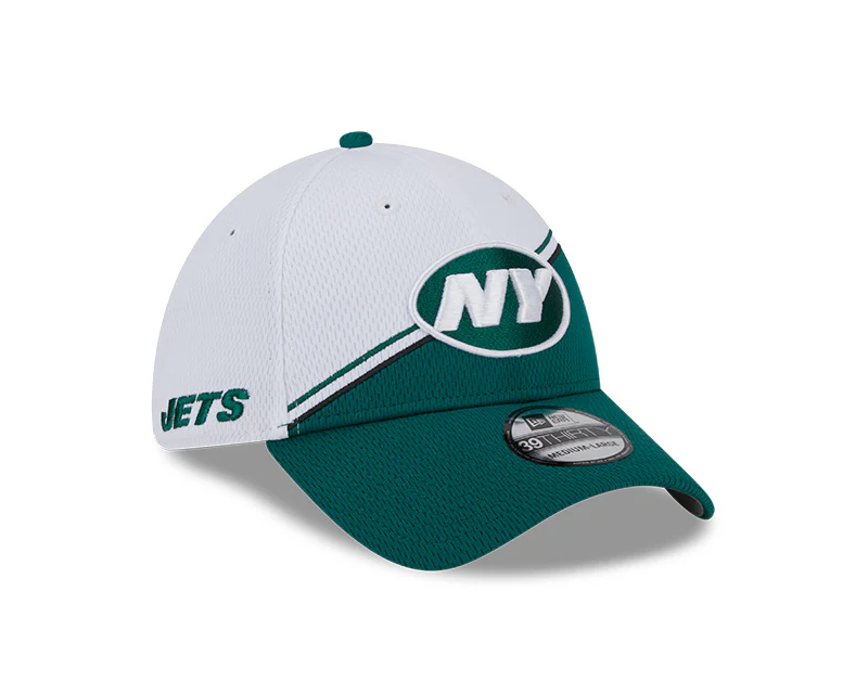 New York Jets New Era 2023 Sideline 39THIRTY Flex Hat - White/Green - Image 3