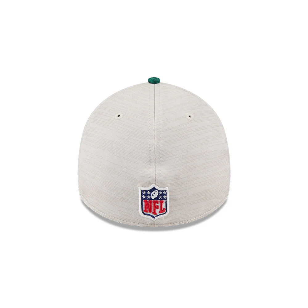 New York Jets New Era 2024 Sideline Historic 39THIRTY Flex Hat - Stone / Green - Image 3