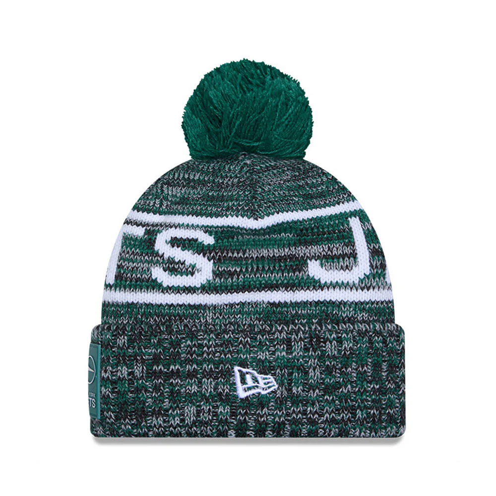 New York Jets New Era 2025 Sideline Cold Weather Cuffed Knit Hat with Pom - Image 2