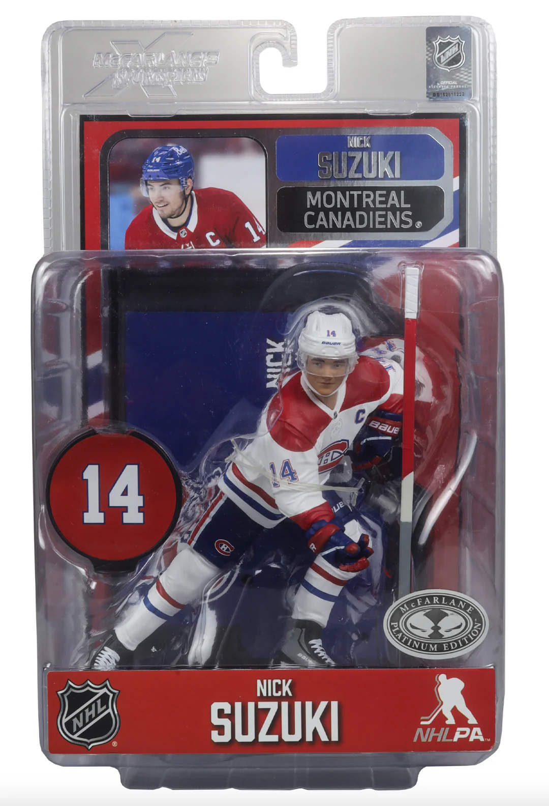 Nick Suzuki McFarlane NHL Sports Picks Figure - Montreal Canadians - White Jersey Chase - Image 2
