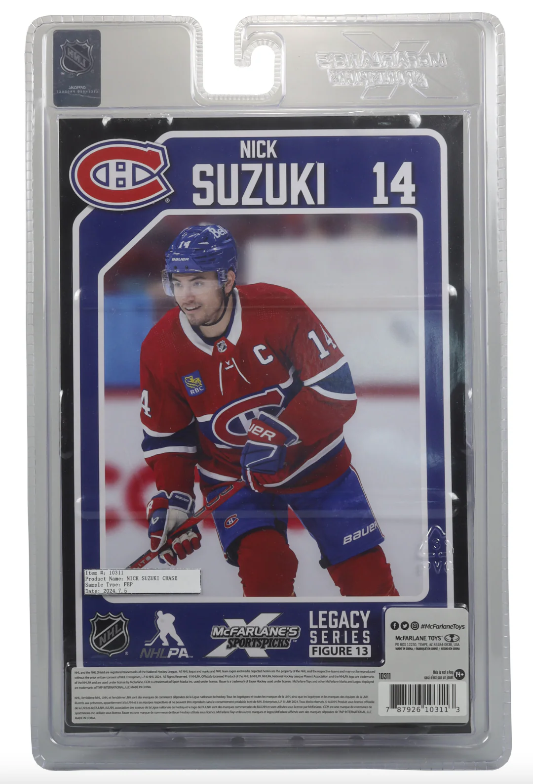 Nick Suzuki McFarlane NHL Sports Picks Figure - Montreal Canadians - White Jersey Chase - Image 3