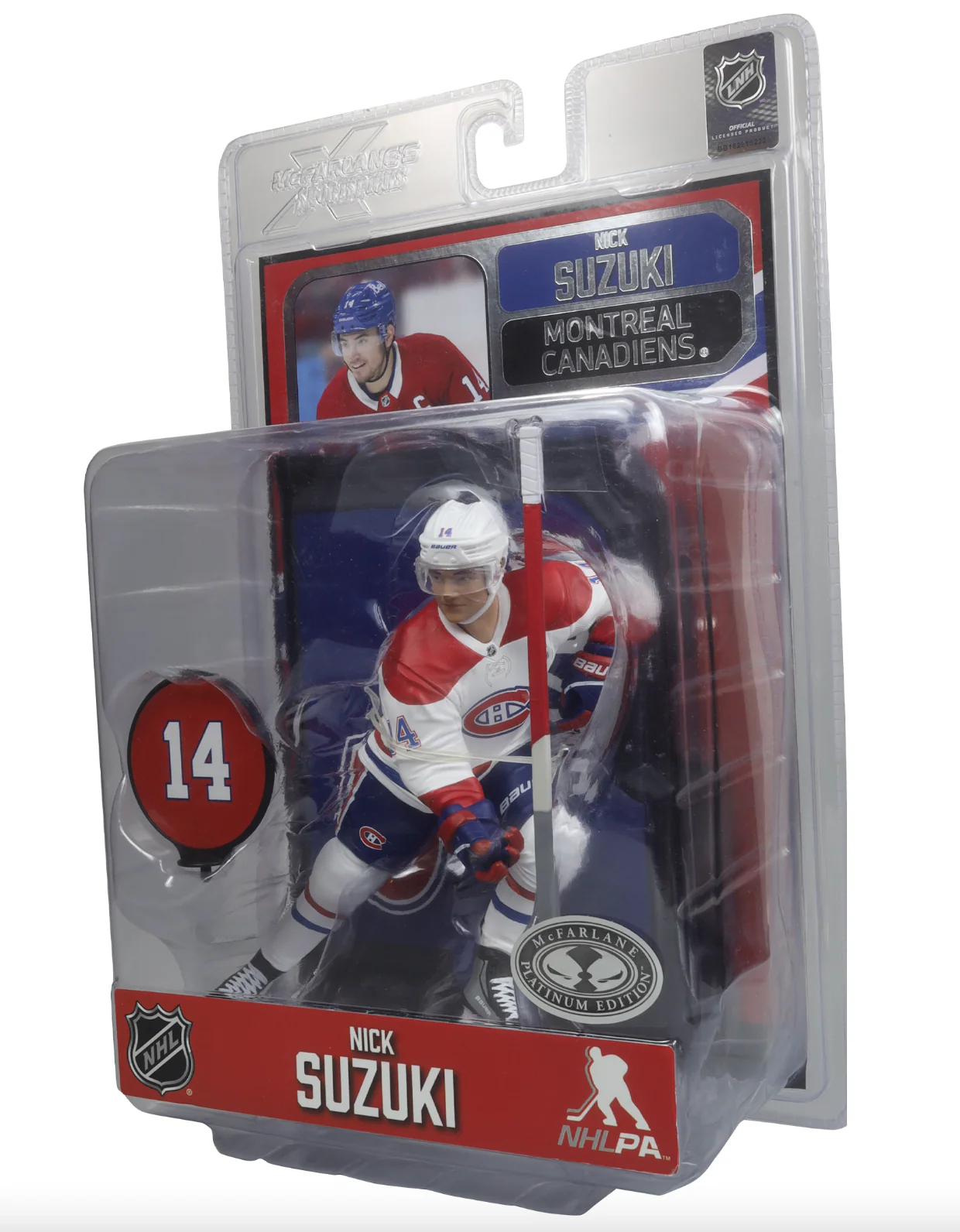 Nick Suzuki McFarlane NHL Sports Picks Figure - Montreal Canadians - White Jersey Chase - Image 4