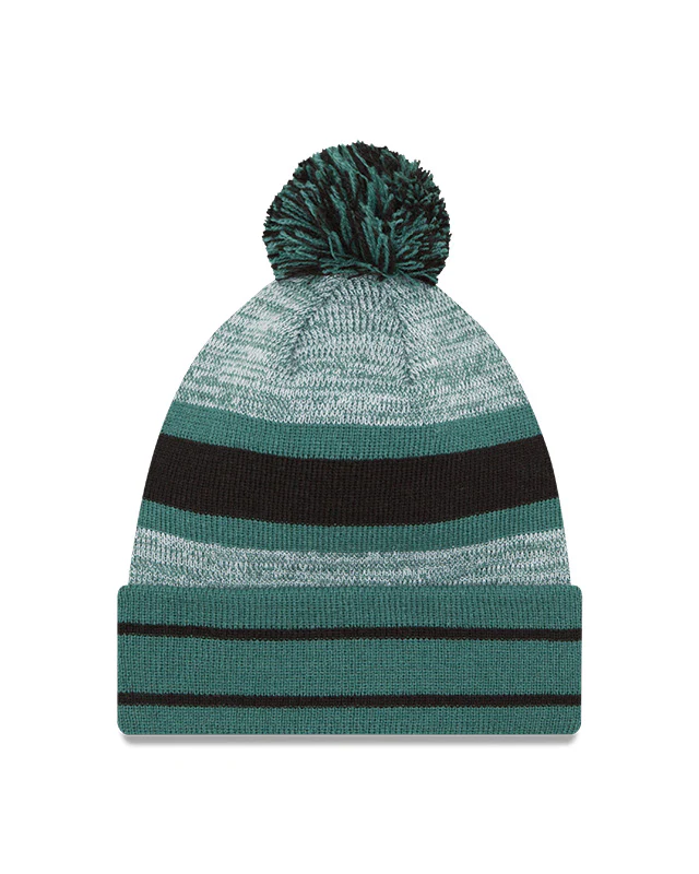Philadelphia Eagles Primary Logo New Era Green - Cuffed Knit Hat with Pom - Image 2