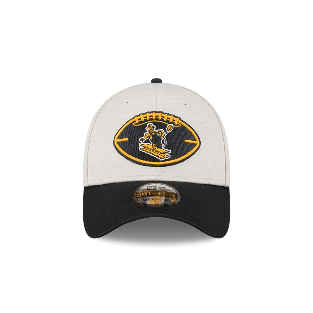 Pittsburgh Steelers New Era 2024 Sideline Historic 39THIRTY Flex Hat - Stone / Black - Image 6