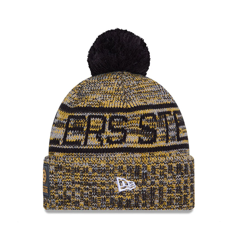 Pittsburgh Steelers New Era 2025 Sideline Cold Weather Cuffed Knit Hat with Pom - Image 2