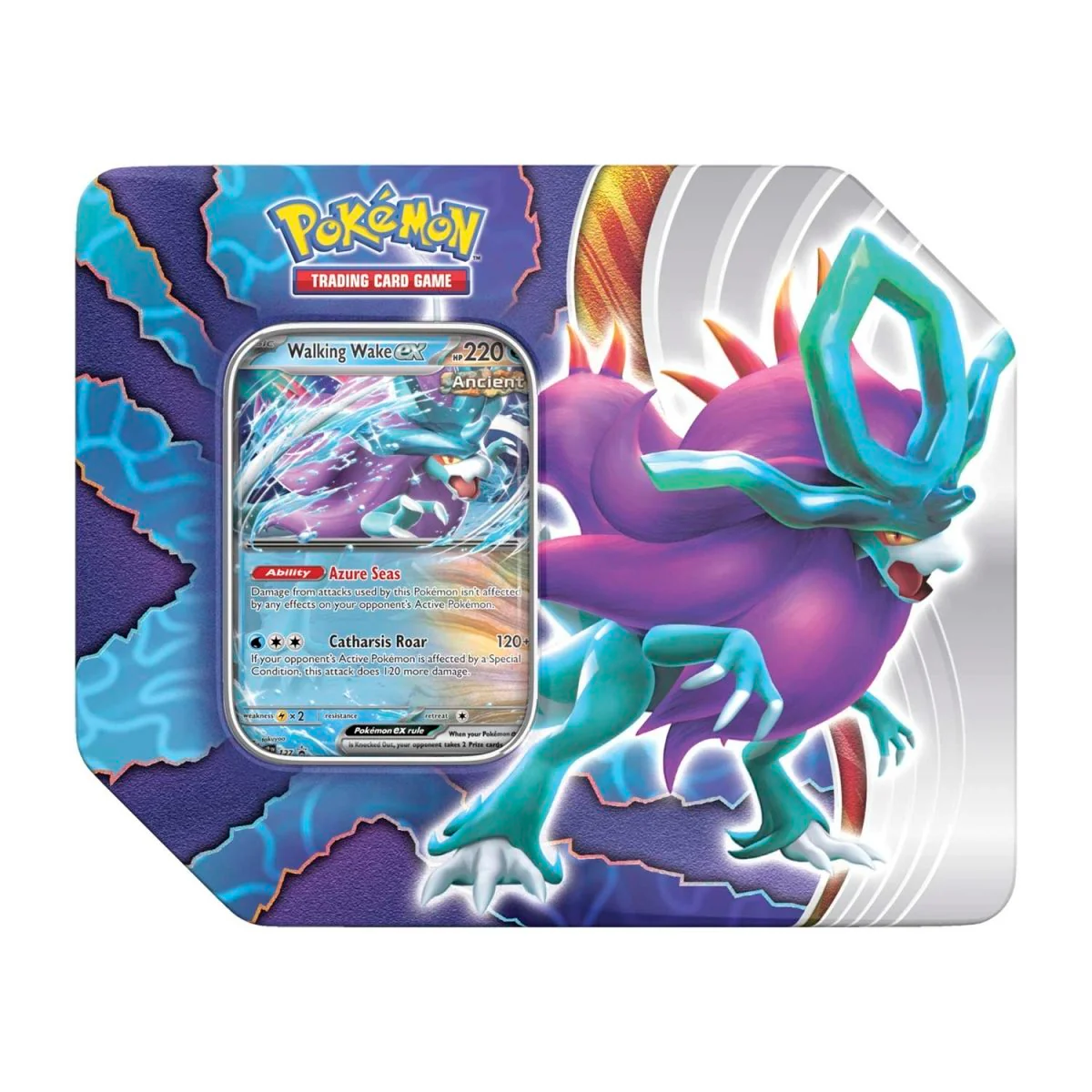 Pokémon TCG: Paradox Clash Tin (Iron Leaves ex, Walking Wake ex) - Image 2