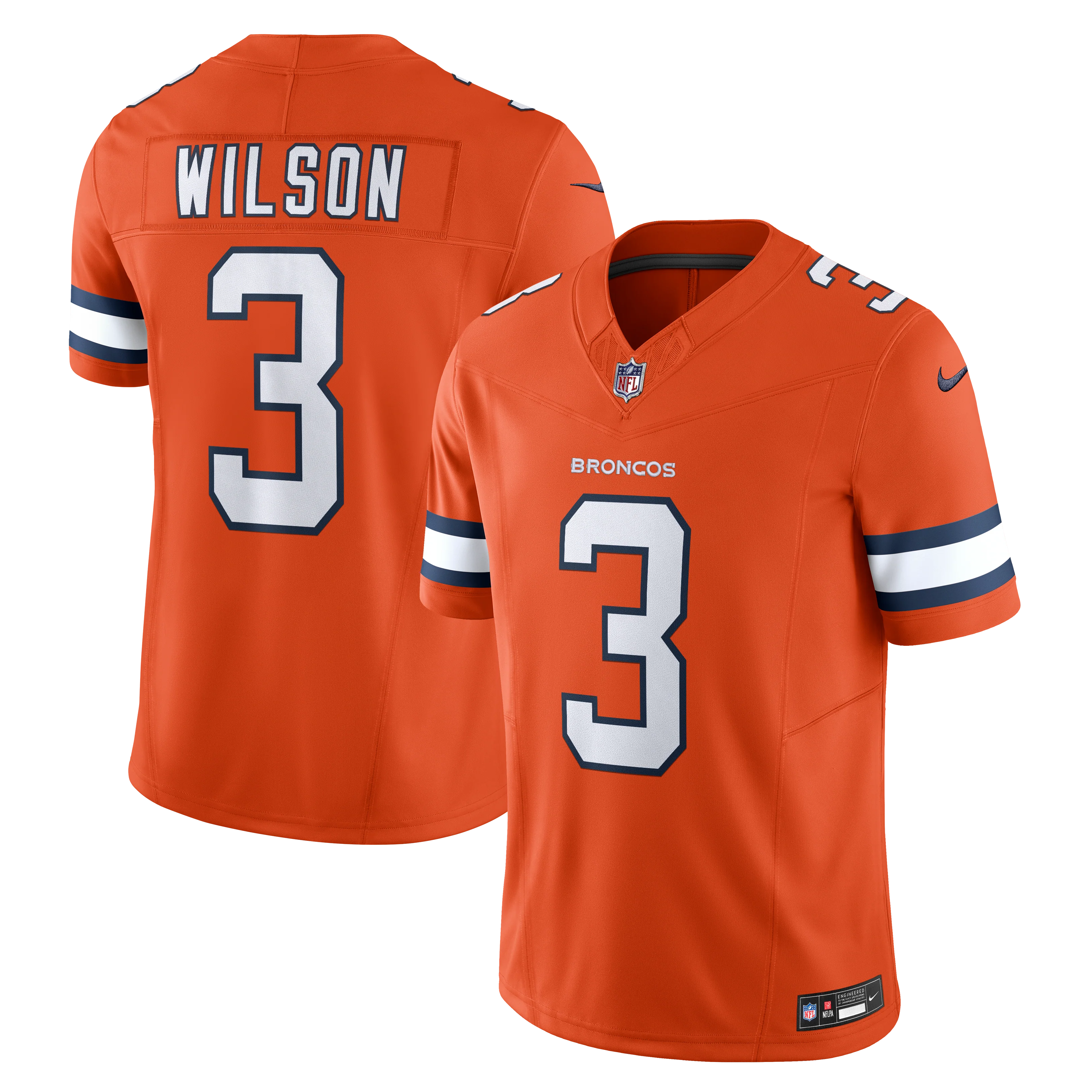 Russell Wilson #3 Denver Broncos Orange Nike Vapor F.U.S.E. Limited Jersey
