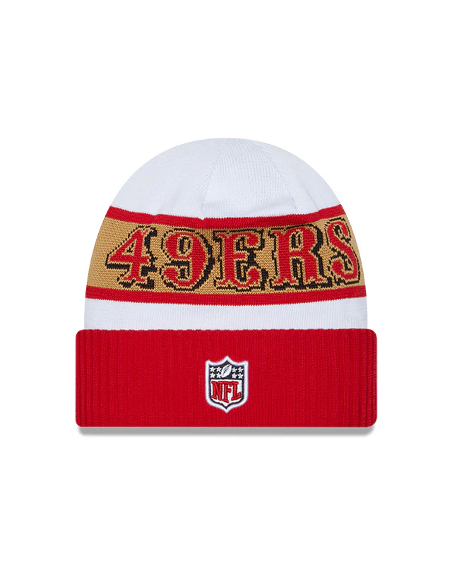 San Francisco 49ers New Era 2023 Sideline Tech Cuffed Knit Hat - White/Red - Image 2