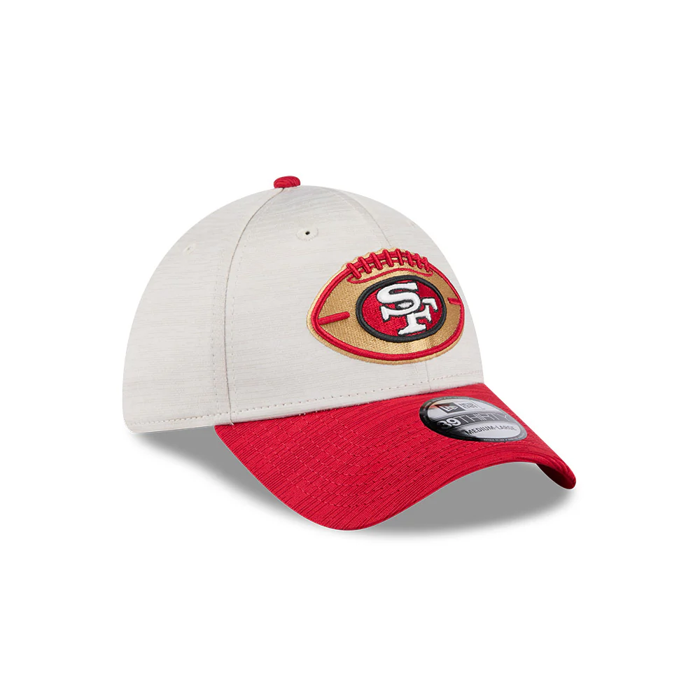 San Francisco 49ers New Era 2024 Sideline Historic 39THIRTY Flex Hat - Stone / Red - Image 7