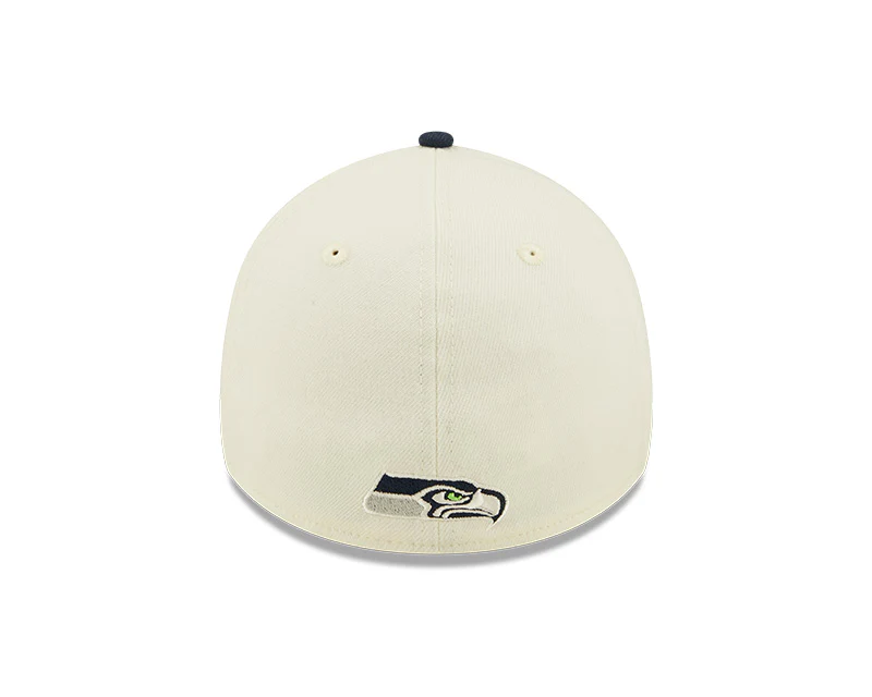 Seattle Seahawks 2022 Sideline New Era Cream/Navy - 39THIRTY 2-Tone Flex Hat - Image 3