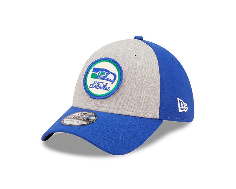 Seattle Seahawks New Era 2022 Sideline 39THIRTY Historic Flex Hat - Heathered Gray/Blue - Image 2